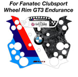 BMW M4 GT3 Inspired sticker kit for Fanatec Clubsport Endurance Wheel shown flat 