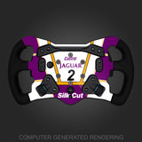 1988 Jaguar XJR9 Silk Cut sticker kit installed on SIMUBE GT3 Wheel Rim for Logitech RS Wheel Hub