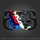 BMW M4 GT3 Inspired sticker kit installed on Fanatec Clubsport Endurance Wheel