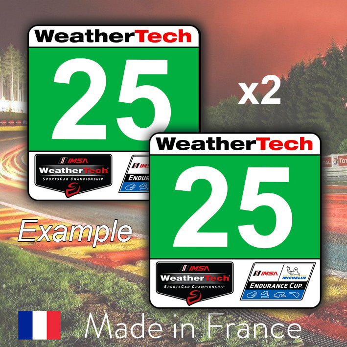 Imsa Sticker 2 x Green Custom Number GTD IMSA WeatherTech Number Plates – Lovely ...