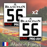 2 x 2019 Custom Number BlancPain PRO-AM Number Plates